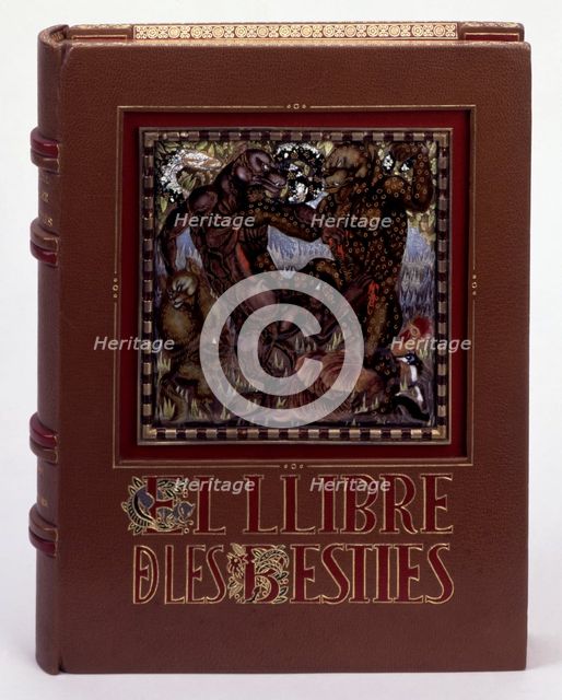 Cover 'The Book of beasts' with original drawings by Granye, magnificent morocco binding with dou…