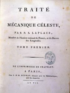 Cover Traité de Mécanique Céleste by Pierre Simon Laplace, published in Paris