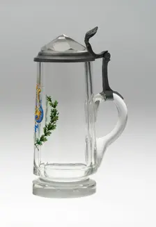 Covered Tankard, Bohemia, c. 1835/45. Creator: Bohemia Glass