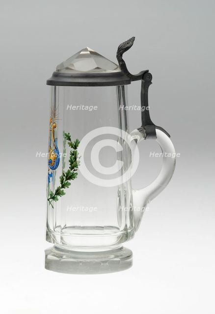 Covered Tankard, Bohemia, c. 1835/45. Creator: Bohemia Glass.