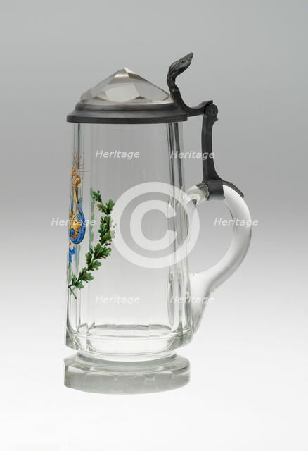 Covered Tankard, Bohemia, c. 1835/45. Creator: Bohemia Glass.