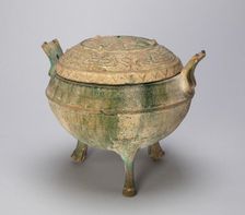 Covered Tripod Cauldron (Ding) with Geometric Designs, Eastern Han dynasty (A.D. 25-220). Creator: Unknown