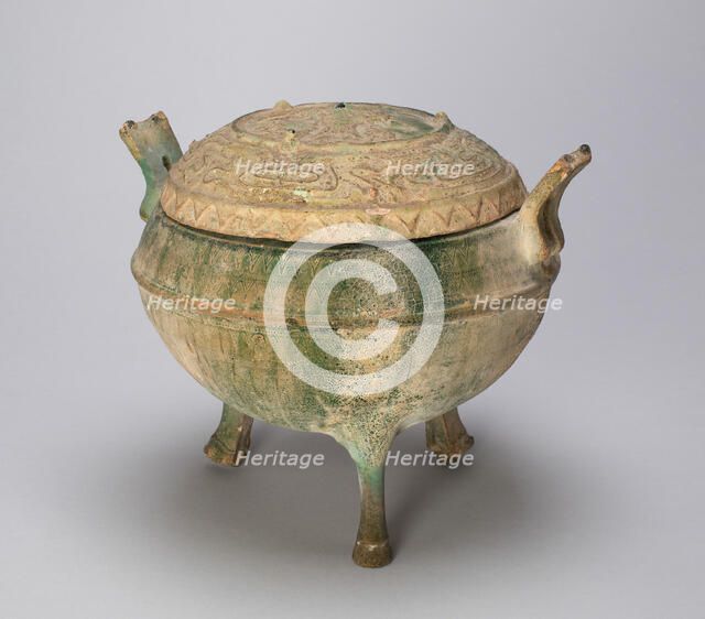Covered Tripod Cauldron (Ding) with Geometric Designs, Eastern Han dynasty (A.D. 25-220). Creator: Unknown.
