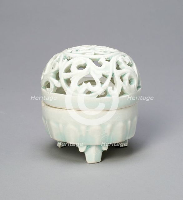 Covered Tripod Incense Burner (Censer) with Foliate Scrolls..., Northern Song dynasty (960-1127). Creator: Unknown.