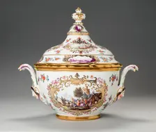 Covered Tureen and Stand (One of a Pair), Germany, c. 1740. Creator: Meissen Porcelain