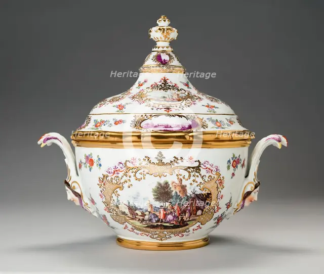 Covered Tureen and Stand (One of a Pair), Germany, c. 1740. Creator: Meissen Porcelain.