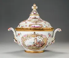 Covered Tureen and Stand (One of a Pair), Germany, c. 1740. Creator: Meissen Porcelain