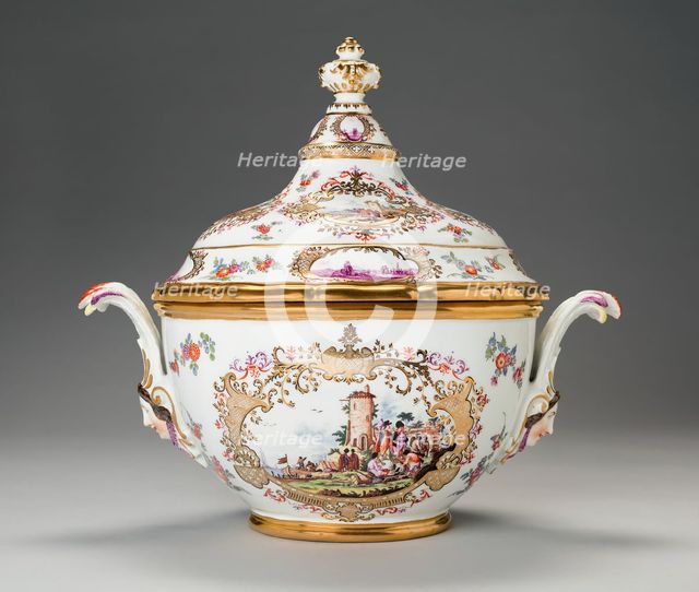 Covered Tureen and Stand (One of a Pair), Germany, c. 1740. Creator: Meissen Porcelain.