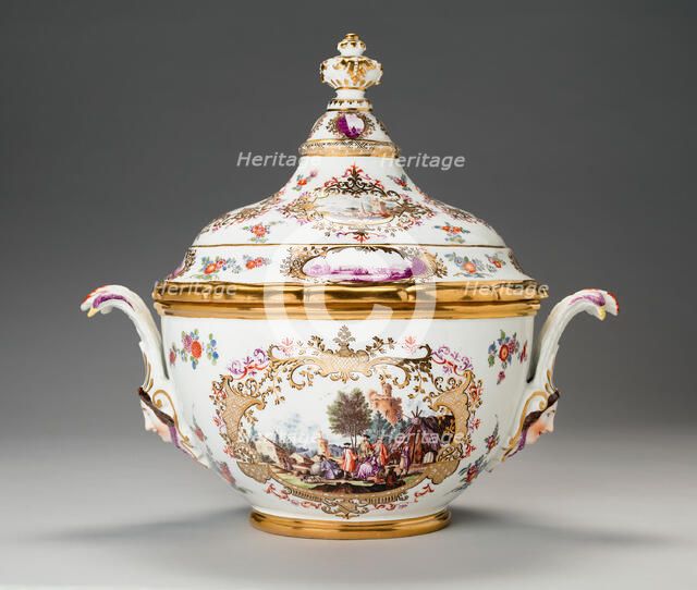 Covered Tureen and Stand (One of a Pair), Germany, c. 1740. Creator: Meissen Porcelain.