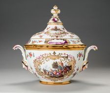 Covered Tureen and Stand (One of a Pair), Germany, c. 1740. Creator: Meissen Porcelain