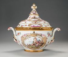 Covered Tureen and Stand (One of a Pair), Germany, c. 1740. Creator: Meissen Porcelain