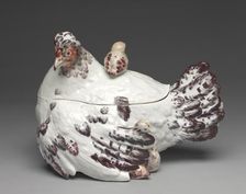 Covered Tureen in Form of a Hen with Chicks, c. 1755. Creator: Chelsea Porcelain Factory (British)