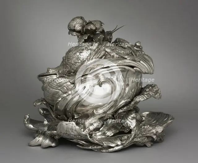 Covered Tureen on Stand (Pot-à-oille couvert), 1735-38. Creator: Juste-Aurèle Meissonnier (French, 1695-1750); Pierre-François Bonnestrenne (French); Henry Adnet (French, 1745).
