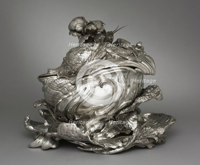 Covered Tureen on Stand (Pot-à-oille couvert), 1735-38. Creator: Juste-Aurèle Meissonnier (French, 1695-1750); Pierre-François Bonnestrenne (French); Henry Adnet (French, 1745).
