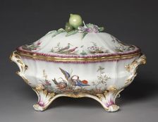 Covered Tureen (Terrine ancienne ou ordinaire), c. 1752. Creator: Vincennes Factory (French); Louis-Denis Armand (French), probably painted by