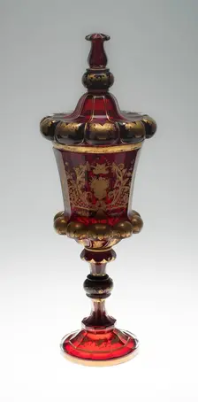 Covered Vase, Bohemia, Mid 19th century. Creator: Bohemia Glass