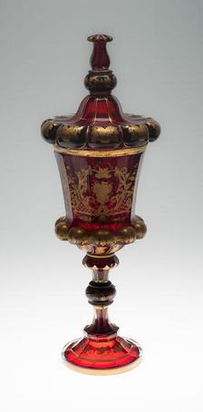 Covered Vase, Bohemia, Mid 19th century. Creator: Bohemia Glass