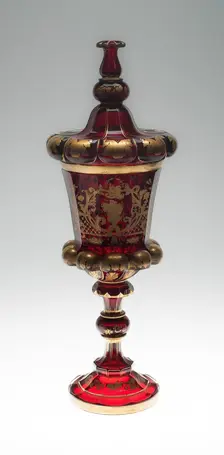 Covered Vase, Bohemia, Mid 19th century. Creator: Bohemia Glass