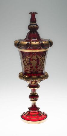 Covered Vase, Bohemia, Mid 19th century. Creator: Bohemia Glass