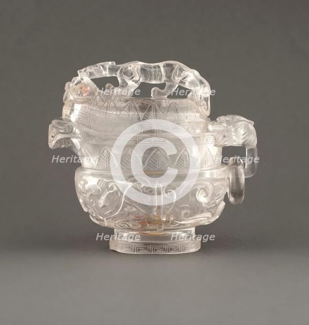 Covered vessel with wood stand, 18th century. Creator: Unknown.