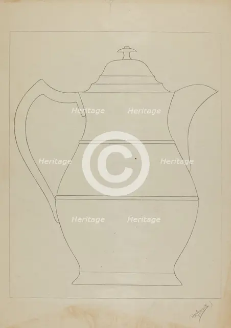 Covered Water Pitcher, 1936. Creator: Mario De Ferrante.
