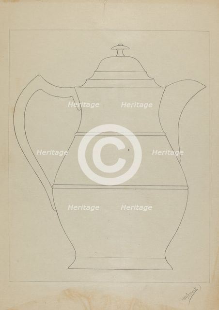 Covered Water Pitcher, 1936. Creator: Mario De Ferrante.