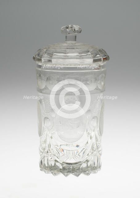 Covered Beaker, Bohemia, c. 1820/25. Creator: Bohemia Glass.