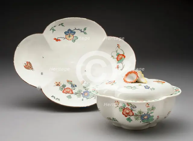 Covered Bowl and Stand, Chantilly, c. 1735. Creator: Chantilly Porcelain Manufactory.
