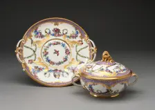 Covered Bowl and Stand (Écuelle), Sèvres, 1779. Creators: Sèvres Porcelain Manufactory, Jean-Jacques Pierre le Jeune, Henri-Martin Prevost III
