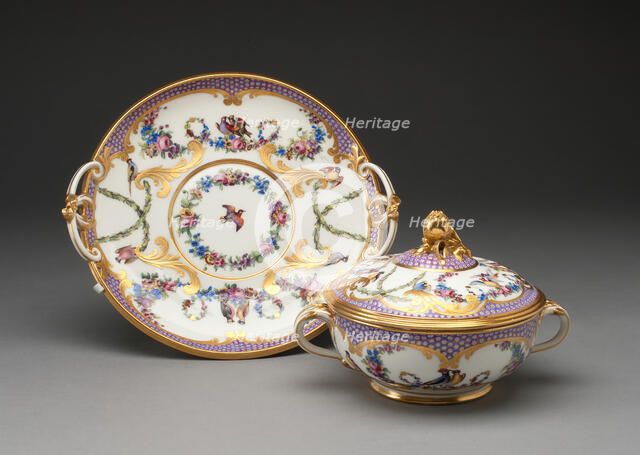 Covered Bowl and Stand (Écuelle), Sèvres, 1779. Creators: Sèvres Porcelain Manufactory, Jean-Jacques Pierre le Jeune, Henri-Martin Prevost III.