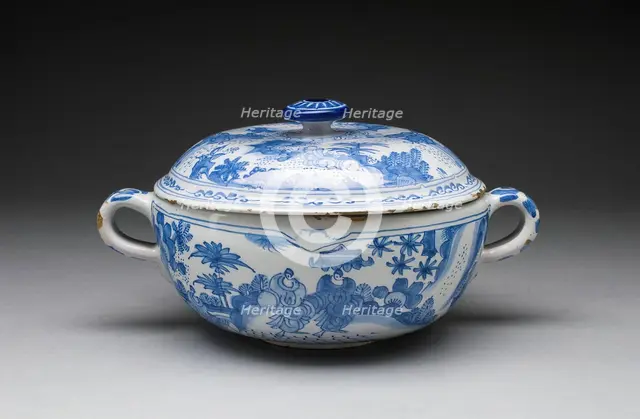 Covered Bowl, Delft, c. 1700. Creator: Delftware.