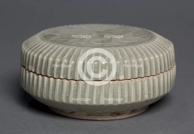Covered Box with Carved Floral Design: Yaozhou Ware, 1100s. Creator: Unknown.