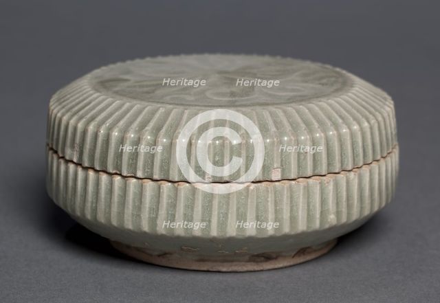 Covered Box with Carved Floral Design: Yaozhou Ware, 1100s. Creator: Unknown.