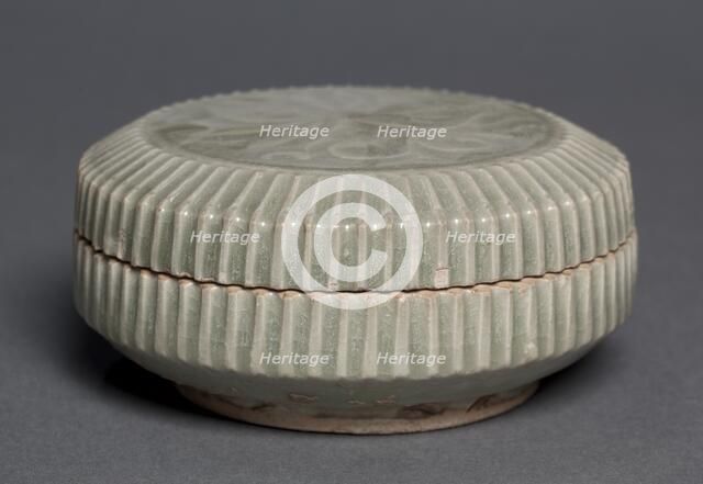 Covered Box with Carved Floral Design: Yaozhou Ware, 1100s. Creator: Unknown.