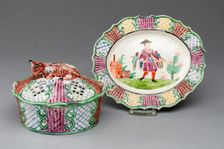 Covered Butter Dish and Stand, Staffordshire, c. 1760. Creator: Staffordshire Potteries