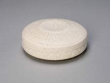 Covered Circular Box with Floral Medallion, Serrated Leaves, and Lotus Petals, Liao dynasty, 10th ce Creator: Unknown