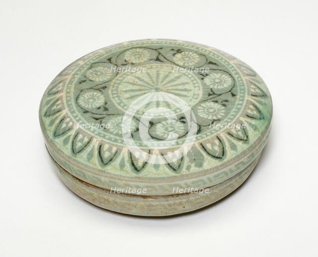 Covered Cosmetic Box with Chrysanthemum Flower Heads, Korea, Goryeo dynasty, mid-13th century. Creator: Unknown.