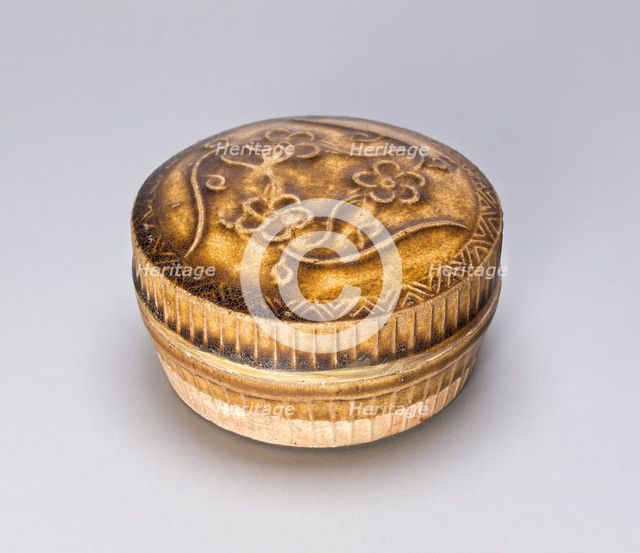Covered Cosmetic Box with Floret Scrolls, Song (960-1279) or Yuan dynasty, c. 12th/13th century. Creator: Unknown.