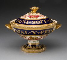 Covered Cream Bowl, London, c. 1820. Creator: Royal Worcester