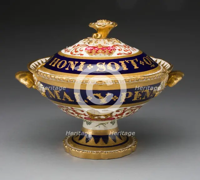 Covered Cream Bowl, London, c. 1820. Creator: Royal Worcester.