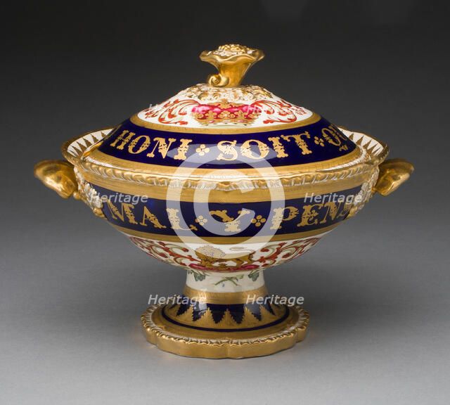 Covered Cream Bowl, London, c. 1820. Creator: Royal Worcester.