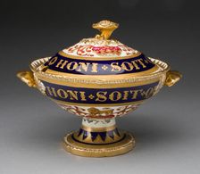 Covered Cream Bowl, London, c. 1820. Creator: Royal Worcester