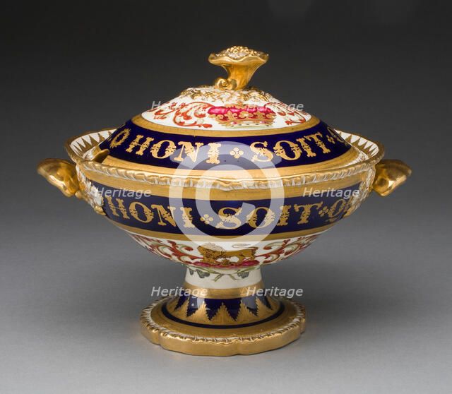 Covered Cream Bowl, London, c. 1820. Creator: Royal Worcester.