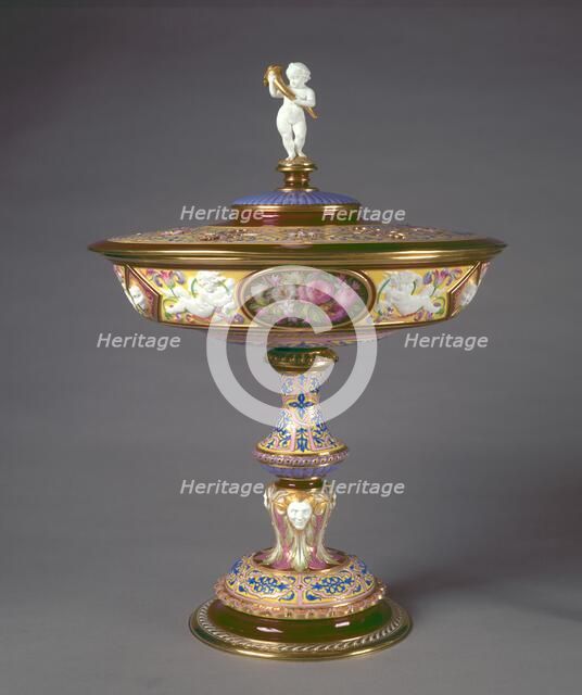 Covered Cup, 1844. Creator: Sèvres Porcelain Manufactory (French, est. 1740); Hyacinthe-Jean Regnier (French, 1803-1870); Francois-Hubert Barbin (French, 1786-); Jacques-Nicolas Sinsson (French).
