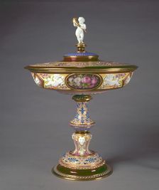 Covered Cup, 1844. Creator: Sèvres Porcelain Manufactory (French, est. 1740); Hyacinthe-Jean Regnier (French, 1803-1870); Francois-Hubert Barbin (French, 1786-); Jacques-Nicolas Sinsson (French)