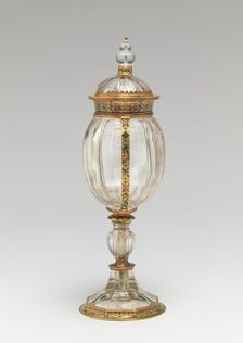 Covered Cup with Shield of Arms of the Countess of Gleichen, c1566 (crystal); 1566(mounts). Creator: Unknown