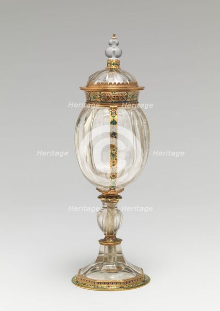Covered Cup with Shield of Arms of the Countess of Gleichen, c1566 (crystal); 1566(mounts). Creator: Unknown.