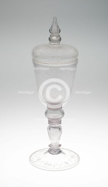 Covered Goblet (Pokal) with a Bear Hunt, Nuremberg, 1680/1700. Creator: Unknown.