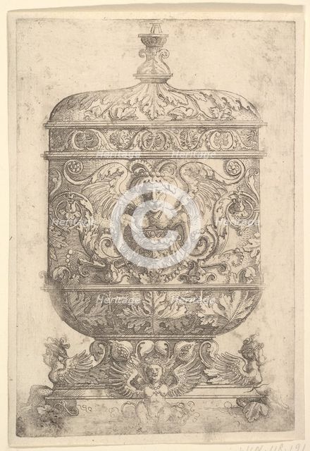 Covered Goblet with Grotesques on a White Background.n.d. Creator: Albrecht Altdorfer.
