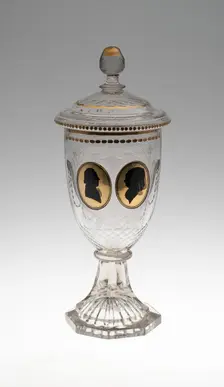 Covered Goblet with Male and Female Silhouettes, Germany, c. 1795. Creator: Unknown